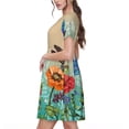 thumbnail image 2 of Easygdp Colorful Plants And Insects para Vestido Transpirable de Mujer, Vestido Suelto de Manga Corta con Pliegues y Bolsillos para el Verano, 2 of 6