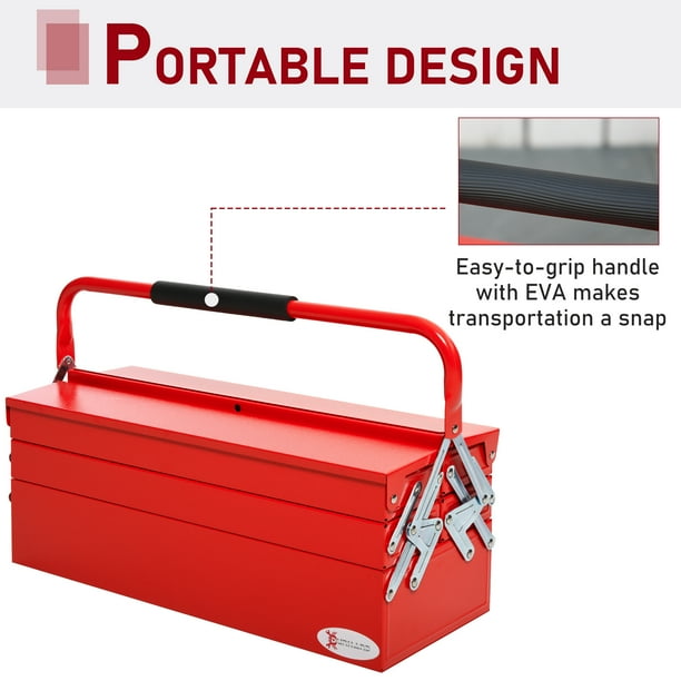 DURHAND Metal Tool Box Portable Chest Organizer With Drawers