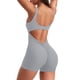 thumbnail image 1 of Mono de entrenamiento de 1 pieza para mujer, sin mangas, con espalda descubierta y control de abdomen, mono de yoga con fruncido en la espalda en V Liza, 1 of 5