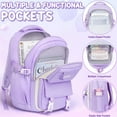 thumbnail image 2 of 3-Piece Backpack Set - Cute Backpack with Lunch Bag & Pencil Case, Black & Purple, 2 of 7