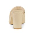 thumbnail image 2 of BLISSFUL STEP Women's Slide Heels Mules Slip on Block Heel Sandals Beige 9.5, 2 of 6