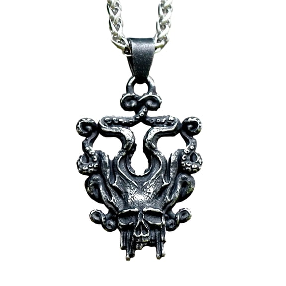 ZMY Home Octopus Tentacled Skull Stainless Steel Pendant Necklace for Men Women