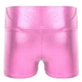 thumbnail image 4 of Yartina Kids Girls Gymnastics Leotard Set Shiny Metallic Dance Bodysuit with Shorts Tracksuit Pink 6, 4 of 9