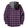 thumbnail image 3 of SYMOID Big & Tall Men's Hooded Plaid Shirt - 3XL Purple, Cotton-Polyester Blend, All Season, Relaxed Fit, 3 of 3