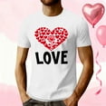 thumbnail image 2 of Fewfanhot Mens T-shirts Couples Shirt Cute Heart Shaped Graphic Tshirt Funny Print Casual Short Sleeve Tee Tops, 2 of 5