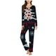 thumbnail image 2 of Puntoco Conjunto de pijama cómodo para mujer, conjunto de pijama informal con cuello en V y pantalones largos con estampado navideño para mujer, 2 of 5