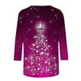 thumbnail image 5 of Women's 3/4 Length Sleeve Tops Fitted,Christmas Shirts for Women 3/4 Sleeve Shirt Christmas Tree Graphic Shirt Tee Cute Xmas Holiday Shirt 2024 Trendy Clothes, 5 of 5