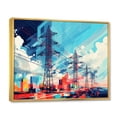 thumbnail image 2 of Designart "Colorfull Power Lines Gridscape Charm I" Power Lines Floater Framed Canvas Wall Art, 2 of 7