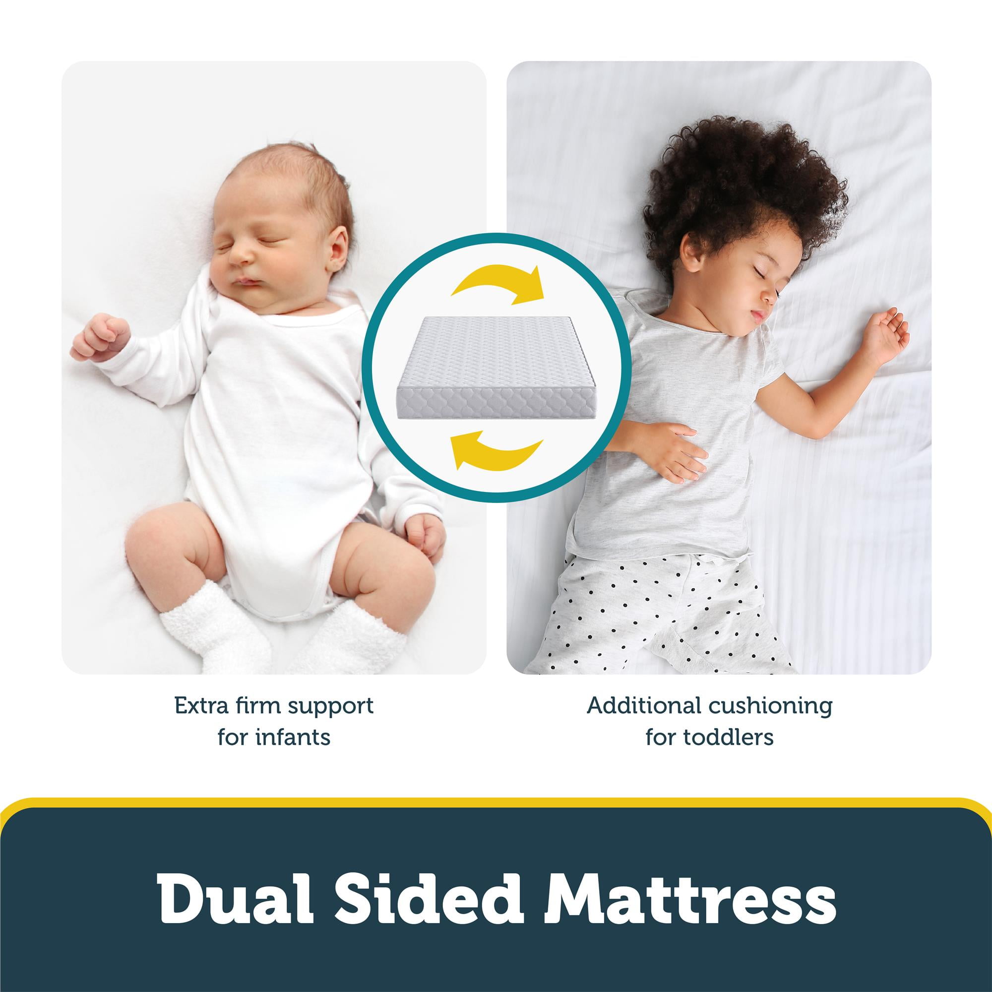 Safety 1st Grow with Me 5" Dual Sided 2-in-1 Antimicrobial Crib & Toddler Mattress, White Cloud