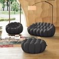 thumbnail image 2 of Sodrens 79.53" Bubble Couch with Single Seat and Ottoman,Modern Upholstered Mesh Fabric Lazy Floor Sofa,3D Honeycomb Shape Bubble Sofa Curved Couch for Living Room,Office,Apartment(Dark Grey), 2 of 7