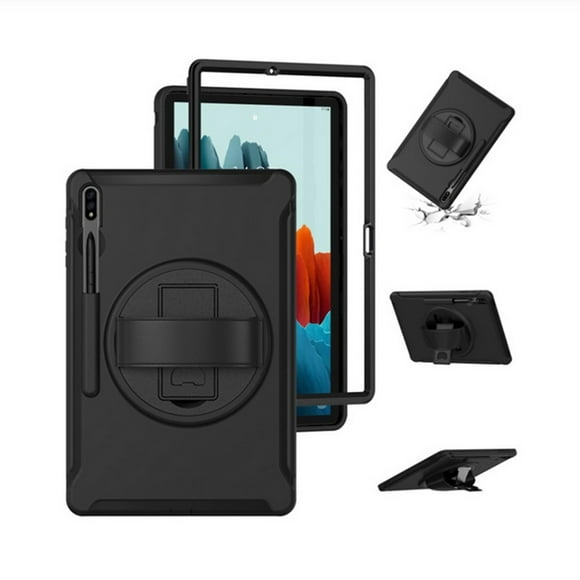 [PST] Samsung Tablet Tab S7+ S8+ S9+ S10+ Plus 12.4" T970 T730 X800 X810 X820 Defender Case, Shockproof Rugged Defender Kids Case with Ring Stand & Shoulder Strap