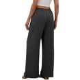thumbnail image 6 of Women's Pants Summer Wide leg Beach Pants Solid Color Stretched-Waist Linen Casual Pants, 6 of 9