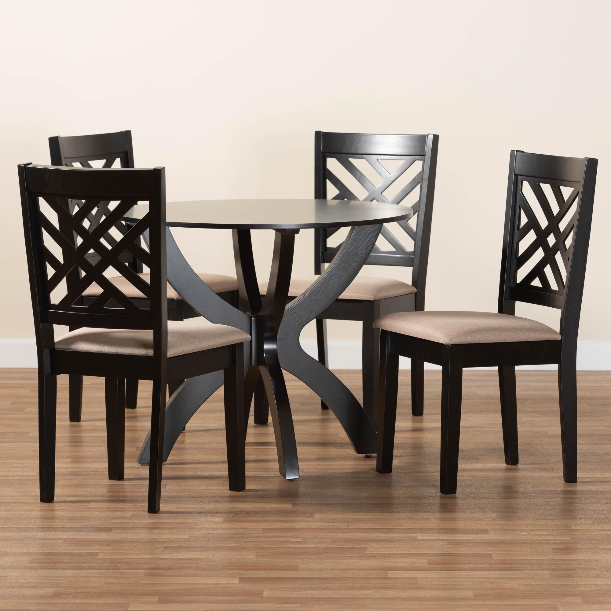 Baxton Studio Edona Modern Dining Set, 5-Piece, Dark Brown