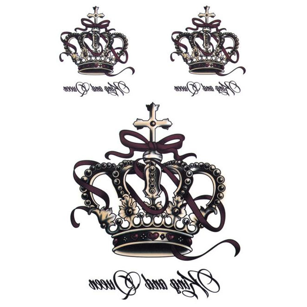 King and Queen Temporary Fake Tattoo Sticker (Set of 2) - OhMyTat