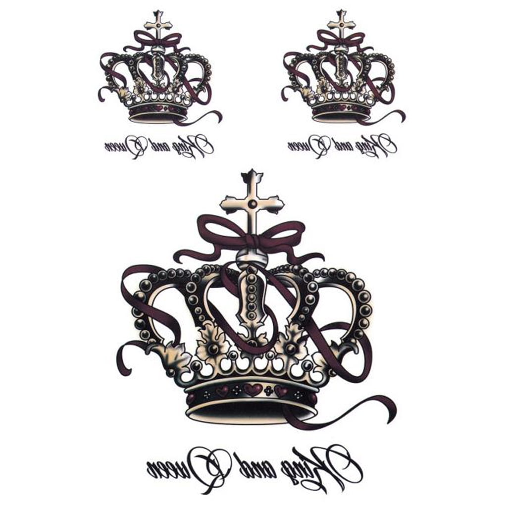 Queen King Crown Tattoo Stickers Temporary Tattoos Couple Tattoo