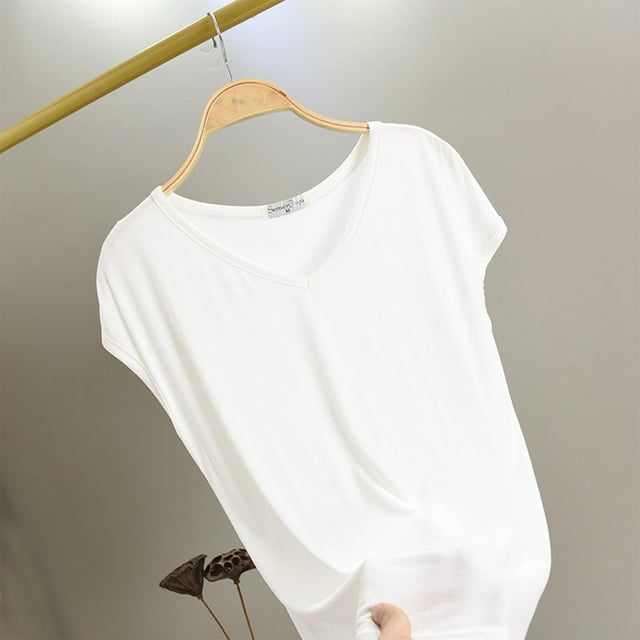 Pyjamas pour Femmes T-Shirts d'Été à Manches Courtes Col en V Amples Tenues Mode Vêtements de Nuit