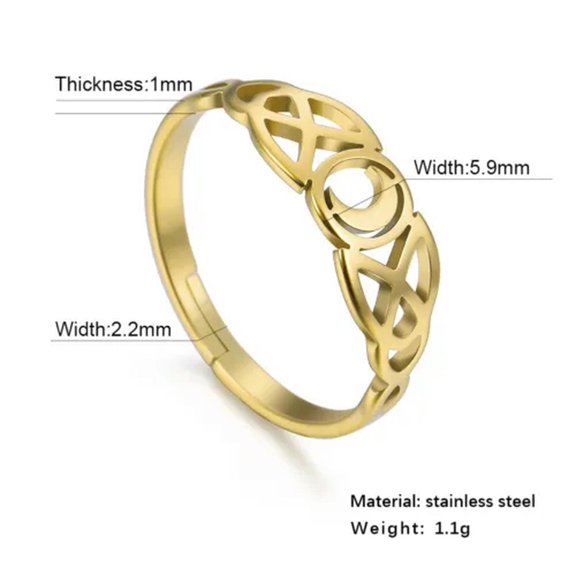 Moon Ring Triquetera Irish Knot Stainless Steel Gift Couple Ring Jewelry