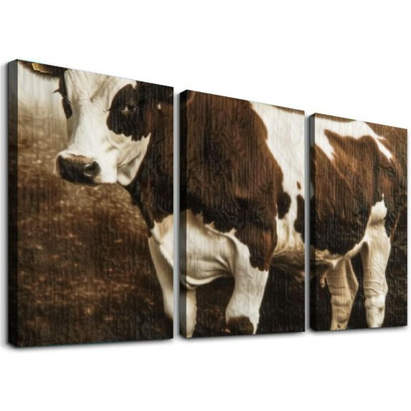 Shadudu Cow Trees Field Canvas Print Set for Home Office Wall Decor, Modern Triptych Wall Art, 12x16 Inches Each 12"x16"x3pcs