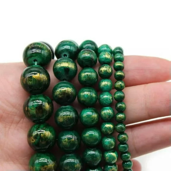 HOOUN 4-12mm Natural Dark Green Lapis Lazuli Jade Round Loose Beads for Jewelry Making-Dark Green-10mm approx 38beads