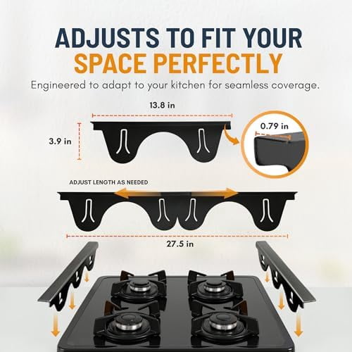 Stainless Steel Stove Gap Covers (2 Pack) Adjustable Length 13.8" to 27.5" Stove Gap Covers Stainless Steel, Steel Adjustable Stove Gap Covers, Counter, Oven & Stove Gap Filler