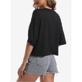 thumbnail image 6 of 3-pack Black Women's Comfy Basic Workout Gym Short Sleeve Crop Tops Casual Loose Oversized T-Shirts, 6 of 6