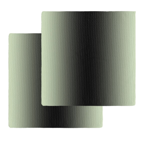 Light Green Black Ombre Dish Towels Set, Waffle Weave Kitchen Towels 2 Pieces, Modern Gradient Abstract Art Microfiber Hair Face Bath Tea Towel Absorbent Quick Drying Cleaning Dish Cloths, 12"x12"