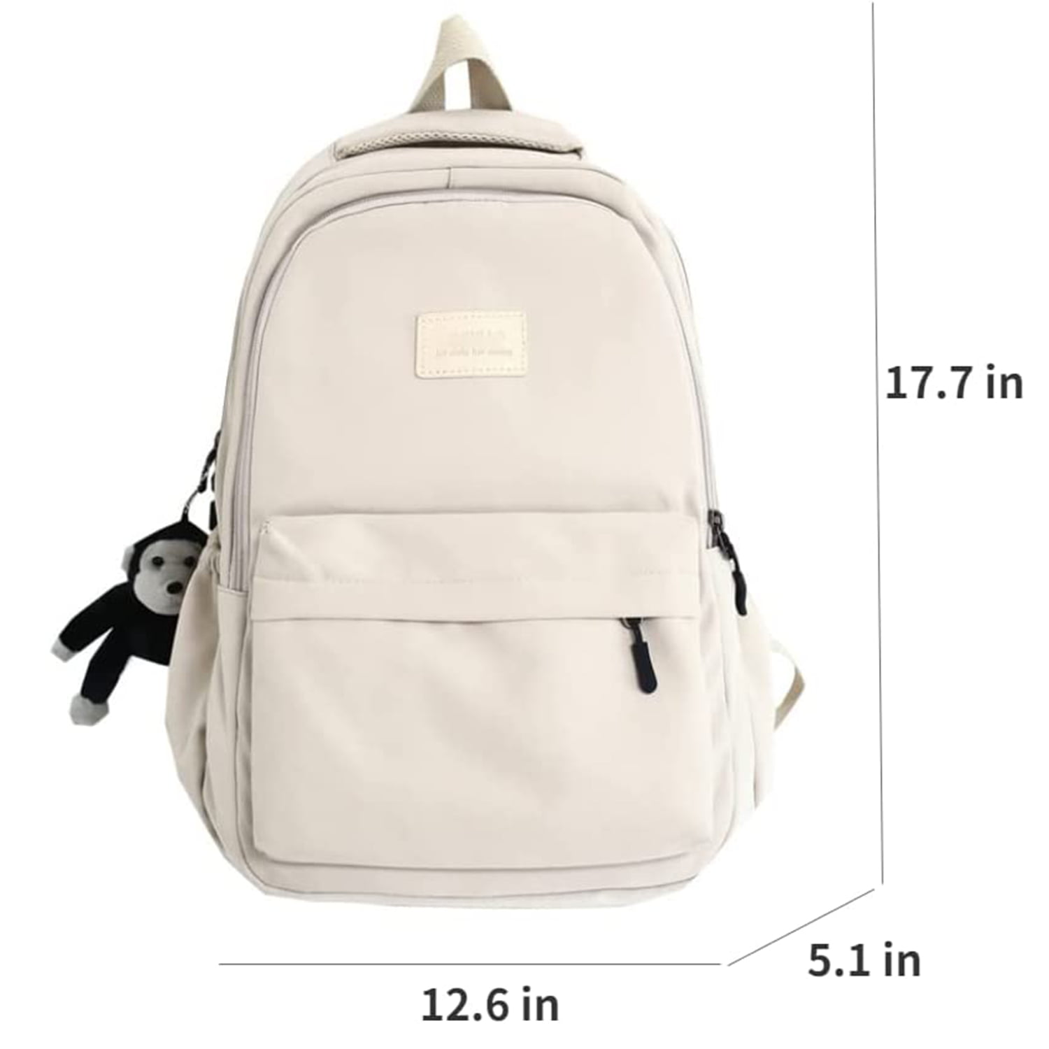Aesthetic Backpack Cute Student Backpack School Supplies,Beige
