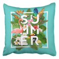 thumbnail image 1 of BOSDECO Summer Typographical Tropical Plants Flowers Animals Pillowcase Cover Cushion 18x18 inch, 1 of 1
