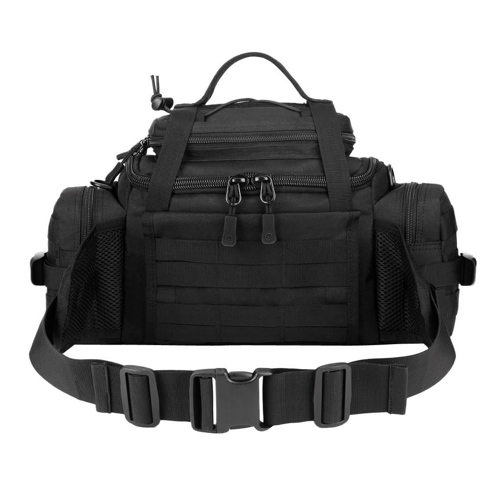 Dualoai Outdoor Molle Waist Bag Waterproof SLR Cameras Waist Fanny Pack Belt Bum Bag Black