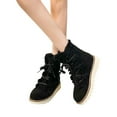 thumbnail image 2 of hopeusnice Women's Winter Boots Fuzzy Fleece Lined Lace Up Warm Ankle Boots Snow Boots Platform Platform Shoes Comfortable Suede Winter Boots Black 42, 2 of 8