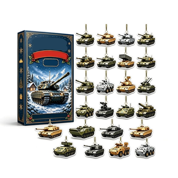 Christmas Advent Calendar, 24 Days Christmas Countdown Calendar With Tank Designs, Daily Holiday Collectibles For Home Display, Tree Decor And Xmas Gifts