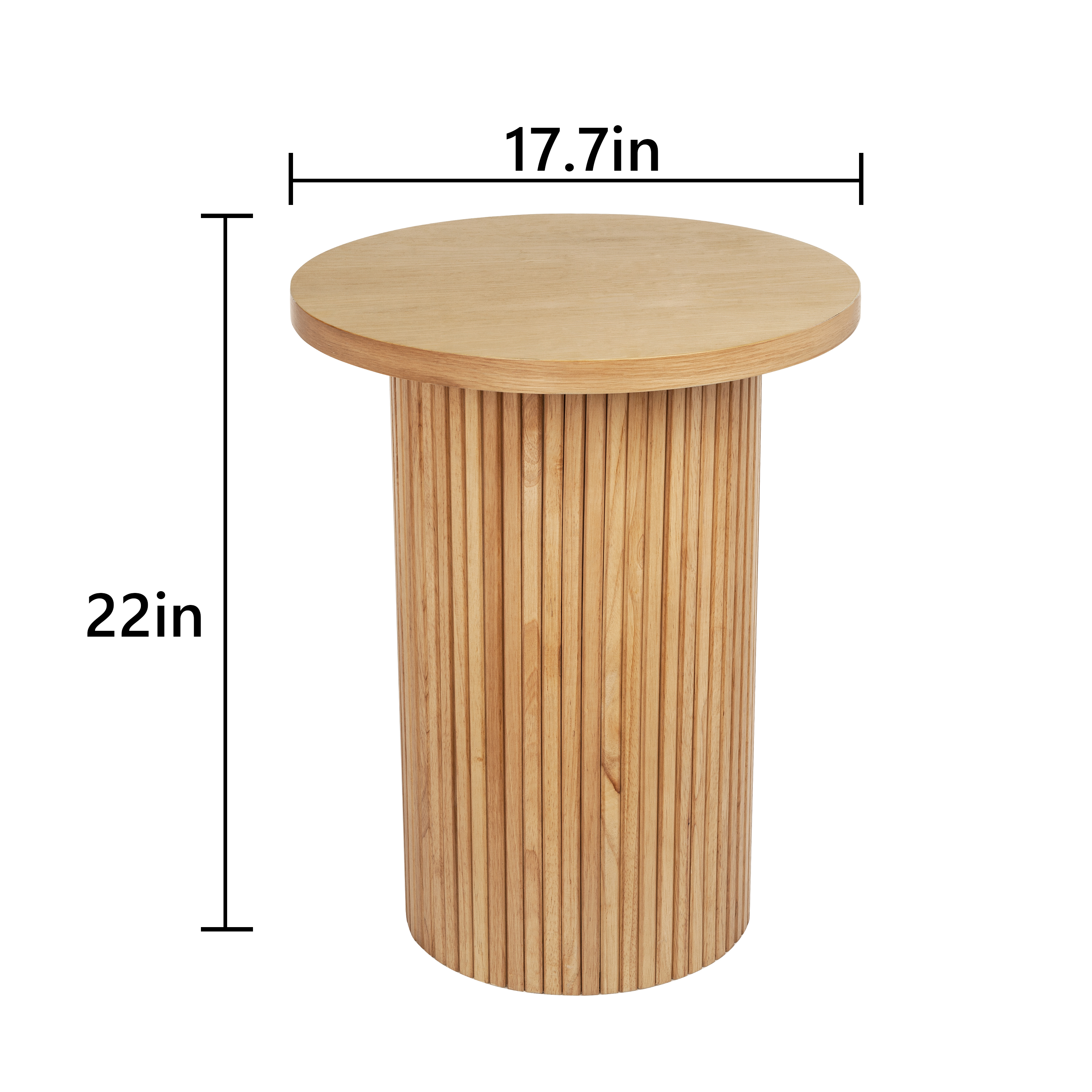 Round Oak Solid Wood Pedestal End Table - Living Room Accent Furniture ...