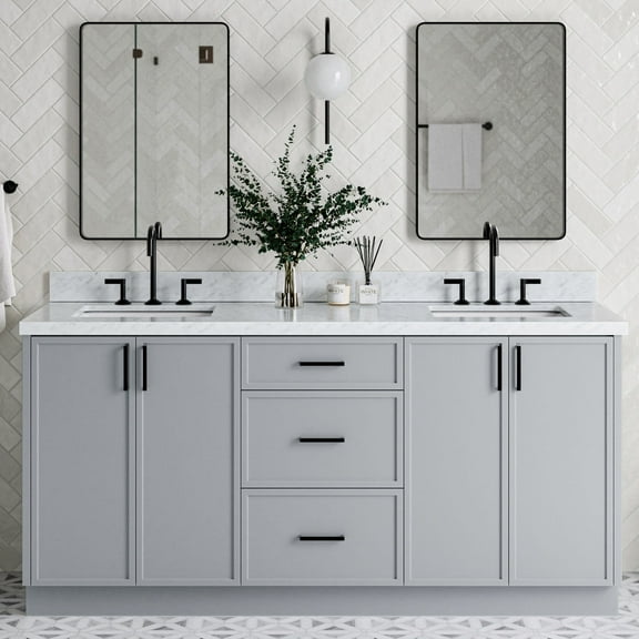 Ariel K73dcwrvo Kelly 72" Free Standing Double Basin Vanity Set - Grey