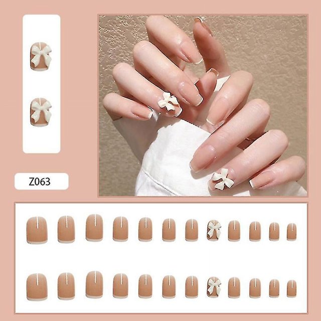 24 Uds. Uñas postizas de estilo dulce, párrafo corto/largo, extraíbles