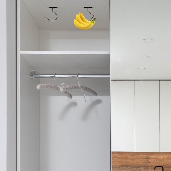 BESTYASH 2-Pack Black Foldable Banana Hangers Under Cabinet Kitchen Hooks Multipurpose Fruit Holder Organizer