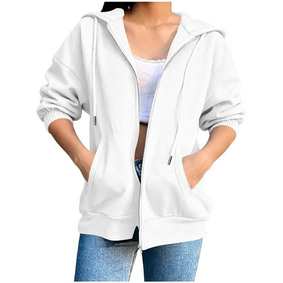 LIaqionyy Womens Hoodie Sweatshirt Jacket Zip up 3/4 Sleeve Lightweight Casual Drawstring Sweatshirts with Pocket