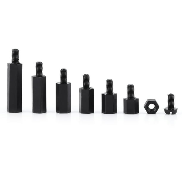Kit surtido de 250 piezas de espaciador de columna hexagonal de nailon M3, espaciador macho, tuerca y tornillo (separador macho M3 A)