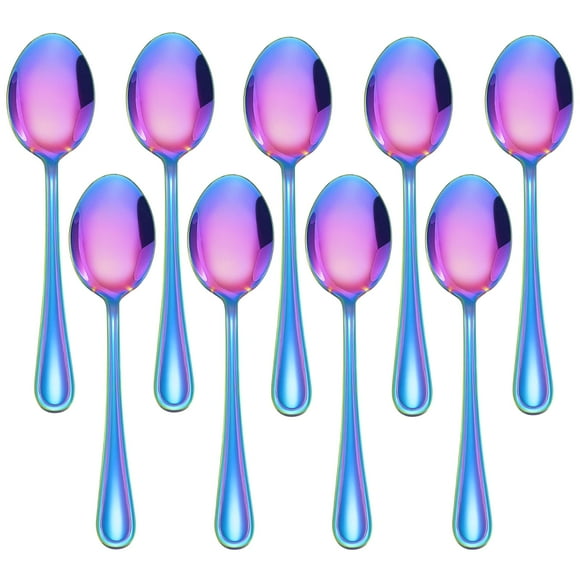 Juego de 9 cucharas para niños pequeños LIANYU Rainbow de acero inoxidable