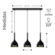 thumbnail image 2 of Lampara Colgante Bloosom  Moderna Candelabro 3 Cabezas Alt. Ajustable Negro, 2 of 4