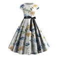 thumbnail image 1 of Gibobby Vestidos largos para fiestas elegantes Vestido de mujer elegante hasta la rodilla vestido sin mangas vestido de cóctel de dama de honor(Amarillo,M), 1 of 2