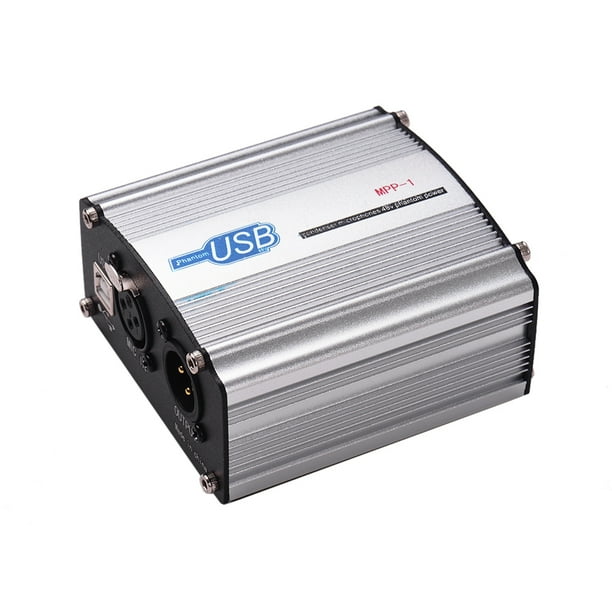 48V Phantom Power Supply Box for Condenser Microphone Studio Music Recording USBPowered