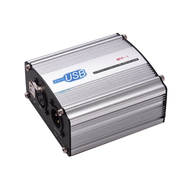 Poder fantasma 48V Phantom Power Supply Box para micrófono de condensador Estudio de grabación de música Operación con alimentación por USB Irfora Poder fantasma
