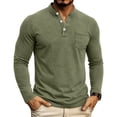 thumbnail image 2 of VgaVtl Long Sleeve Tshirts for Men Cotton Fall Winter Casual with Pocket Loose Tops for Men Plain Button Vintage Henley, 2 of 8