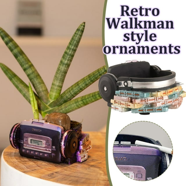 Creative Flower Pot Retro Walkman Headset Design Succulent Bonsai Plant Holder Desk Mini Pot Ornament for Home Table