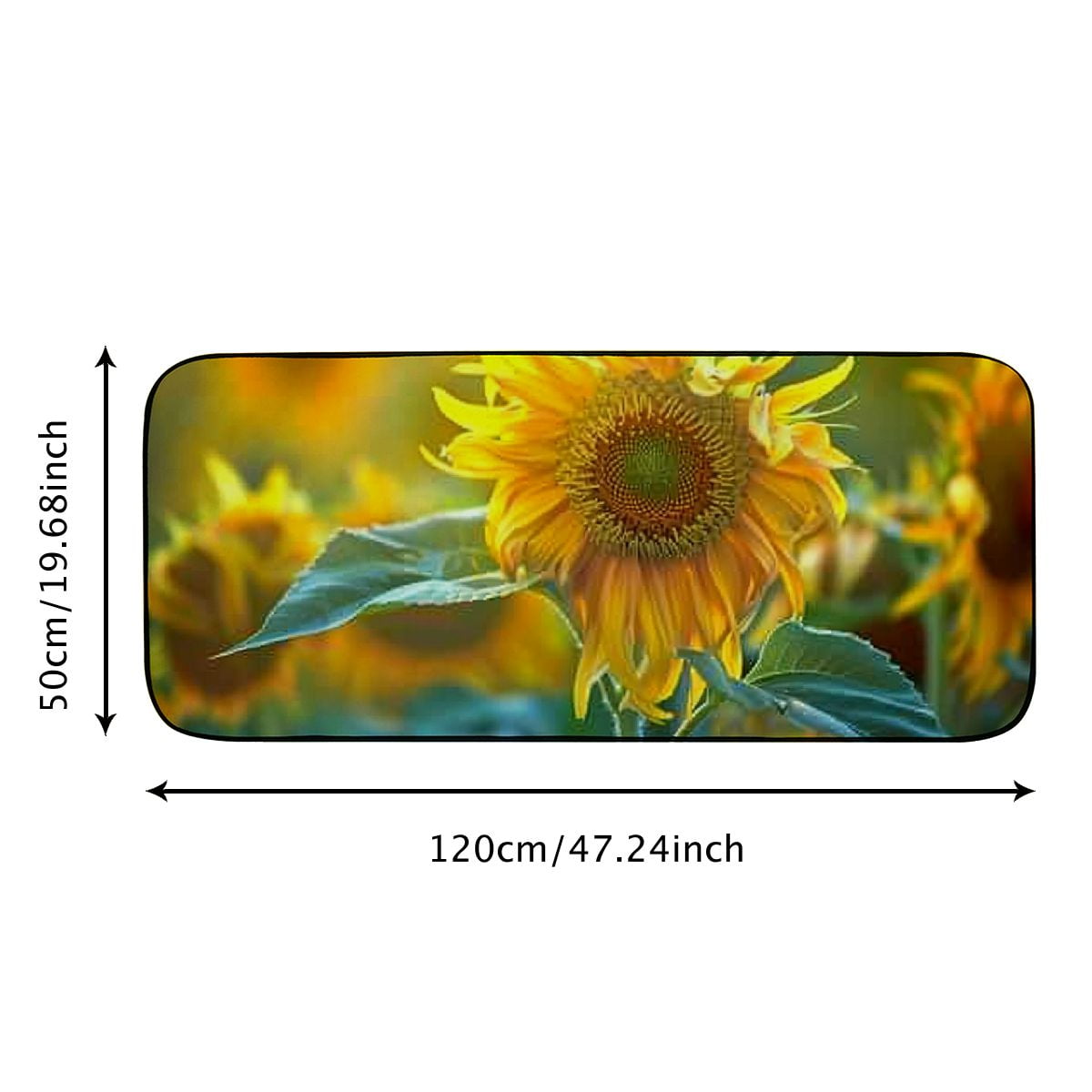 PHYHOO Doormat Floor Rug/Mat - Sunflower Flower Garden Nature Yellow Green Decorative Door Mat, Door Mat with Non-Slip Rubber Backing, Easy Cleaning, Traps Dirt, Rug for Entry, Patio