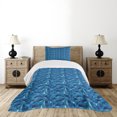thumbnail image 4 of Ambesonne Whale Quilted Bedspread Set 2 Pcs, Aquatic Themed Design, Twin Size, Navy Blue Dark Blue, 4 of 5