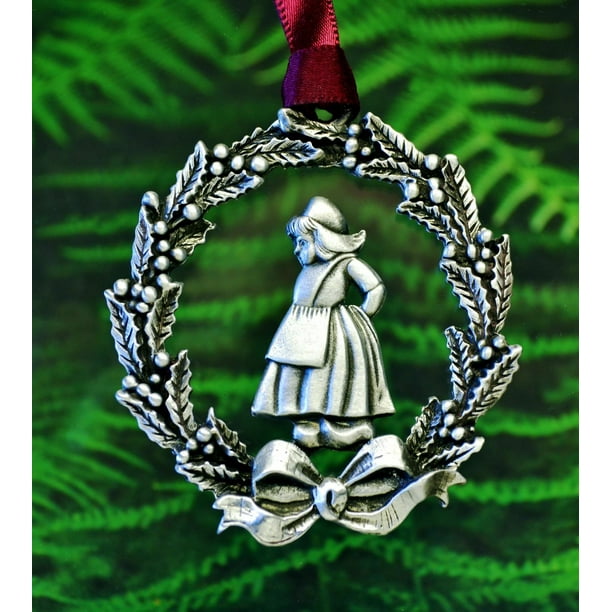 Dutch Girl Christmas Ornament  Christmas Decorations in Fine Pewter