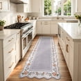 thumbnail image 2 of Lahome Washable 2'x8' Scalloped Runner Rug, Grey Boho Floral Hallway Rugs for Entryway Kitchen, Non-Slip Soft Low-Pile Microfiber Carpet for Laundry Bedroom, Grey, 2 of 11