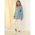 thumbnail image 3 of Chaqueta Vaquera Holgada De Manga Larga Con Lazo En La Cintura Informal Para Mujer Azul claro S, 3 of 6