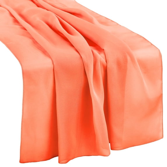 1 Pc, Chiffon Wedding Table Runner 27"X120" - Coral Orange For Catered Presentations, Weddings Reception Table, Bridal & Baby Shower, Sweetheart Table, Birthday Party, Dessert Stand